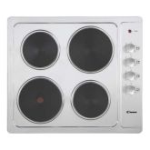 Candy CLE64KX 60Cm Solid Plate Hob 4 Solid Plates (Incl. 1 Rapid Plate), Side Rotary Controls