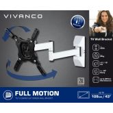Vivanco BFMO6020W Full Motion TV Wall Bracket For Screen Upto 43