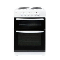 Haden HEST60W 60cm Double Oven Electric Cooker with Solid Top Hob - White