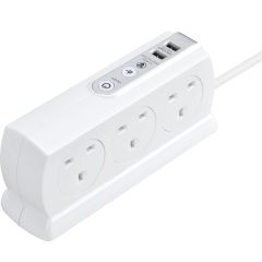 Masterplug SRGDSU62PW 6 Way Extension Lead With 2 * USB