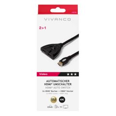 Vivanco 47078 Automatic HDMI Switcher (2 X Soc-1 X Plug)