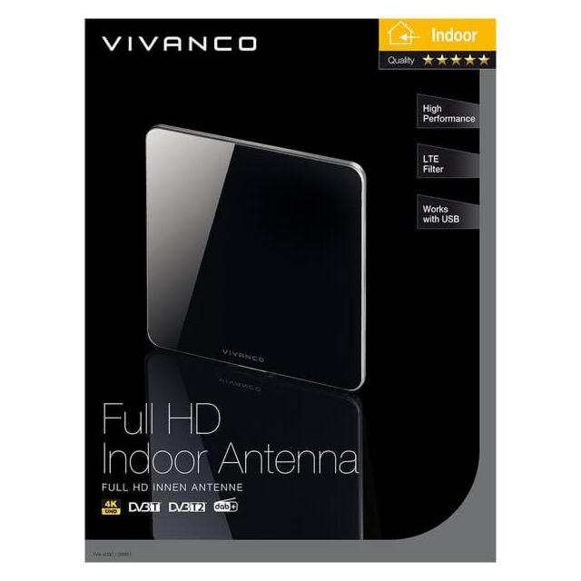 Vivanco 39283 Full HD Indoor Aerial, Flat