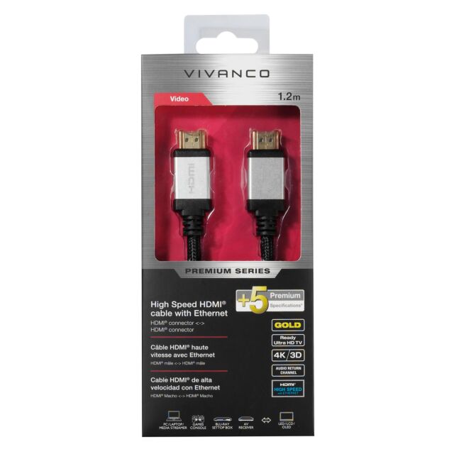 Premium High Speed HDMI® cable with Ethernet, 1,2m