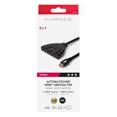 Vivanco 42079 3 * HDMI Sockets To 1 Plug Auto HDMI Switcher Cable